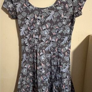 Disney Gray Stitch Print Midi Dress